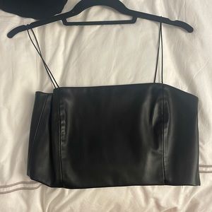 Leather black crop top